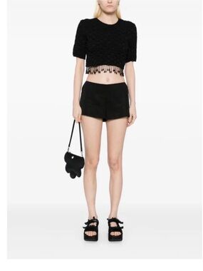 Reformation Black low- Waist Tailored Shorts